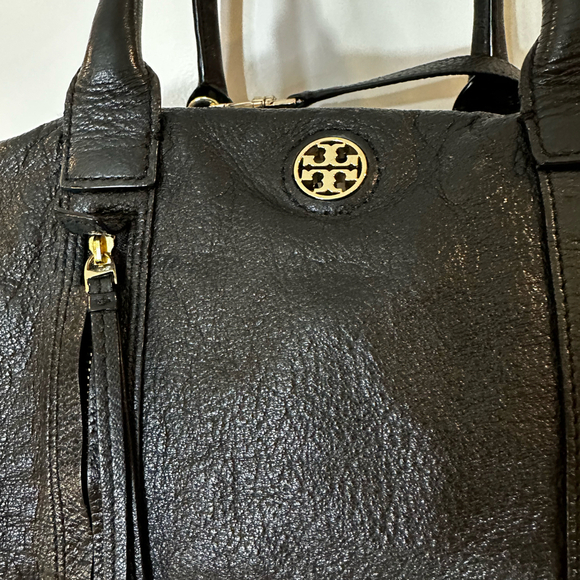 Tory Burch Black Leather Satchel Boston Bag - Picture 3 of 5